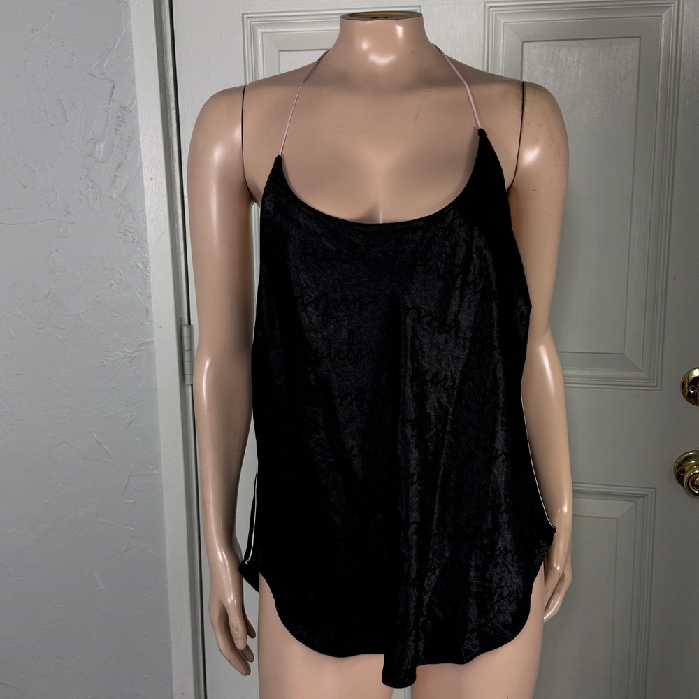 NEW Victoria's Secret Tank Top XL Satin Racerback Logo Scoop neck E4-6